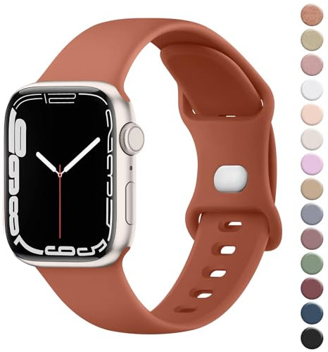 Strap for Apple Watch Straps 42mm 41mm 40mm 38mm for Women Men, Soft Silicone Sport Band for iWatch Series 10 9 8 7 SE 6 5 4 3 2 1 Ultra (Brown,38mm/40mm/41mm/42mm(Series 10))