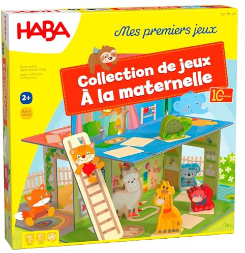 HABA In der Spielsammlung für den Kindergarten – 10 Verschiedene Spielideen – Großes 3D-Spielhaus mit 5 Holzfiguren – ab 2 Jahren – Artikelnummer 2011718002