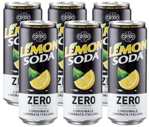 6X Lemonsoda ZERO Limonata Originale Italiana, Lemon Soda con Limoni Siciliani Senza Zuccheri 330ml (EDIZIONE 2025)