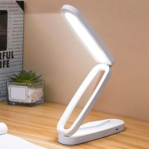 Haofy Wiederaufladbare LED -Schreibtischlampe mit Berührungssteuerung, Klapptischleuchte Zum Lernen von Lesen, Augenpflege -Studienschreibtischlampe für Schüler [USB Kabel]