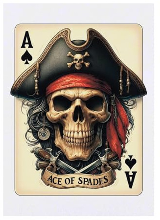 Azeeda 'Pirate Skull Ace Of Spades' Temporary Tattoo - Water Resistant, Skin-Safe, Non-Toxic Transfer (TO00089613)