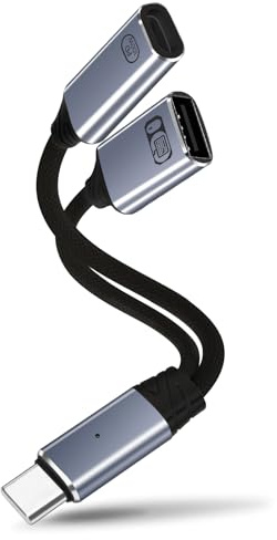 HAUXGOGO Adattatore USB-C 2 in 1, Ricarica Rapida Type-C PD 100W e Trasferimento Dati USB 2.0, OTG - Gray