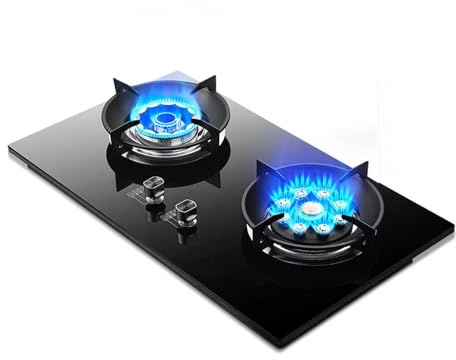 BZJPRFC Cucina A Gas A 2 Fuochi, Piano Cottura da Tavolo da Incasso da 7,2 KW, Padella Ad Alta Potenza A 9 cavità, con Protezione Anti-spegnimento,for Cucina Domestica(LPG)