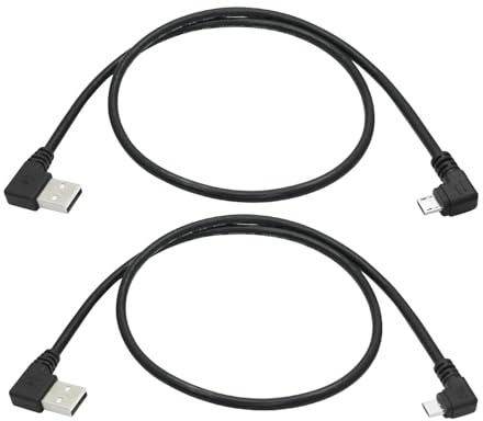 Short 90° USB A Left Angle to Micro USB Left & Right Angle data cable，1Pair | Supports Charging and Data Transfer, Suitable for GPS, Dash Cams, Digital Cameras, Hard Drives, Camcorders, etc