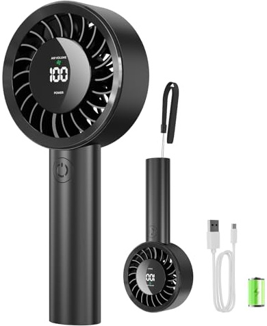 Fitabok Ventilatore Portatile USB Mini, 1-199 Velocità Regolabili, Schermo LED, Batteria 4000mAh Ricaricabile, Inclinazione 115° Regolabile, Ventola da Scrivania per Casa/Ufficio/Viaggio/Esterno, Rega