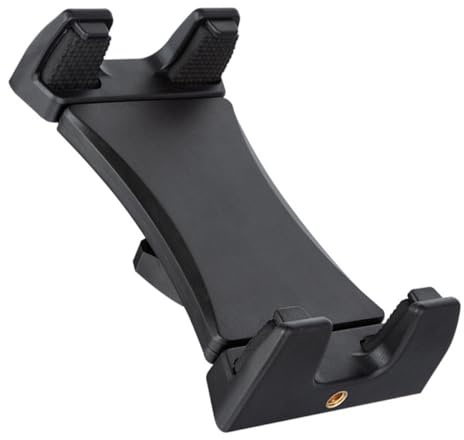 Drehbarer Handyclip für Tablette und Telefon, 360° Schwenkbar | Abs Schwarz, mit Stativadapter und 1/4 Anschluss, Quer und Hochformat für Flexible Nutzung