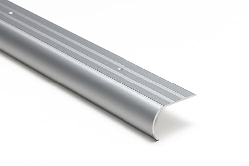 Aluminium Bullnose Stair Nosing 62mm x 38mm 1.18m Length Anti Slip Step Edge Trim (Silver)