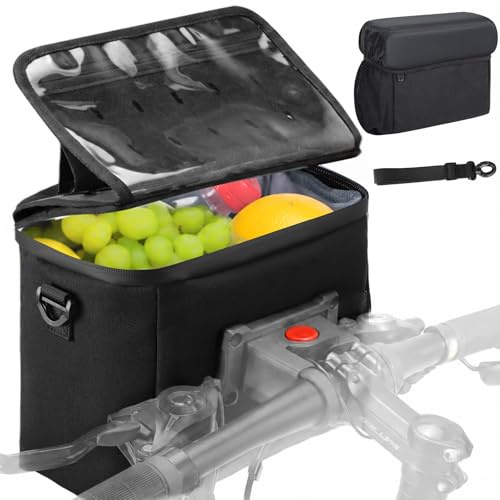Shxing Fahrrad Kühltasche vorne 5L für E-Bike & Citybike | KLICKfix-kompatibel, isoliert für Getränke & Snacks, abnehmbar mit Schultergurt und Handyhalter bis 7