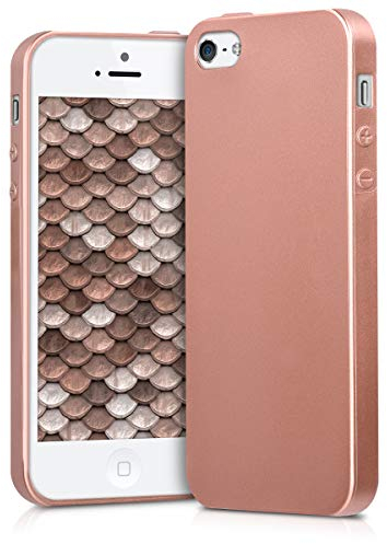 kwmobile Case kompatibel mit Apple iPhone SE (1.Gen 2016) / iPhone 5 / iPhone 5S Hülle - Schutzhülle aus Silikon metallisch schimmernd - Handyhülle Metallic Rosegold