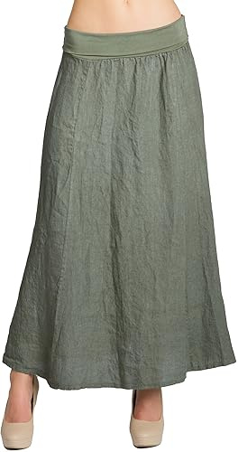 Caspar RO019 Damen Langer Maxi Sommer Leinenrock