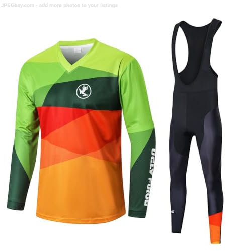 UGLY FROG Radtrikot Herren LangarmAnzüge Radtrikot Set Radfahren Kleidung Downhill Jersey Langärmliges Fahrradtrikot Hose mit Gel Sitzpolster Sport & Freizeit MTB Radtrikot für Herbst