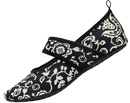 WeWee Die gesunden Allround-Barfußschuhe Damen - Vielseitig einsetzbare Minimalschuhe aus Neopren Wasserschuhe, Strandschuhe Badeschuhe, Weiße Blumen, 42/43 EU(Herstellergröße: XXL)