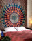 RAJRANG BRINGING RAJASTHAN TO YOU Pfau Mandala Wandteppiche 127x152 cm Wandbehang Wandteppich Raumdekoration Golden Blau