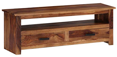 vidaXL Massivholz TV Schrank mit 2 Schubladen Fach Fernsehschrank Fernsehtisch Sideboard Lowboard TV-Board HiFi Möbel 118x30x40 cm