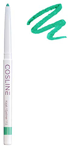 COSLINE Kajal und Eyeliner 112 Smaragd, Grün, Wasserfester Kajal, Verschmiert nicht, Heller türkiser Lidstrich, Weiches Auftragen, Starke Pigmentierung, Vegan, Made in Germany