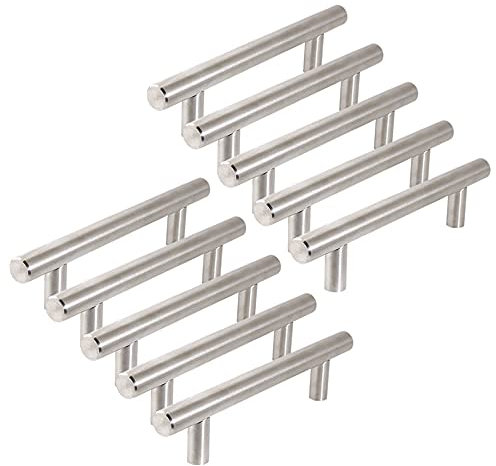 Design House 207597 Moderne Hohlstahl-Schrankschubladen (104 mm), Lochmitte, Befestigungsstange, Satin-Nickel, 15,2 x 10,2 cm