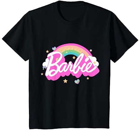 Bambino Maglietta Barbie Per Bambina, Ufficiale, Barbie Arcobaleno Maglietta