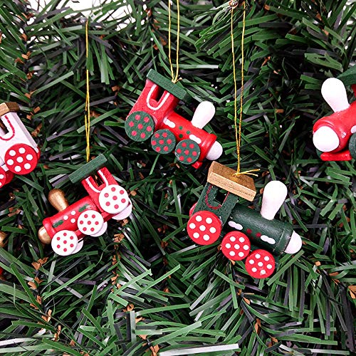 walenbily 6er Set Weihnachtszug Weihnachtsanhänger, Eisenbahn Holzanhänger Baumschmuck Holzdeko Natur