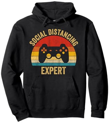 Social Distancing Expert Vintage Gaming Video Gamer Gift Felpa con Cappuccio