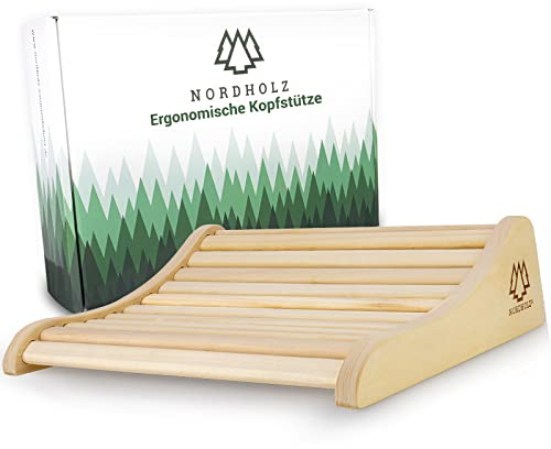 Nordholz® Sauna Kopfstütze Holz - 37x33cm ideale Breite für den optimalen Liegekomfort - Sauna Kopfstütze Ergonomisch handgefertigt aus langlebigem skandinavischem Fichtenholz - Sauna Zubehör