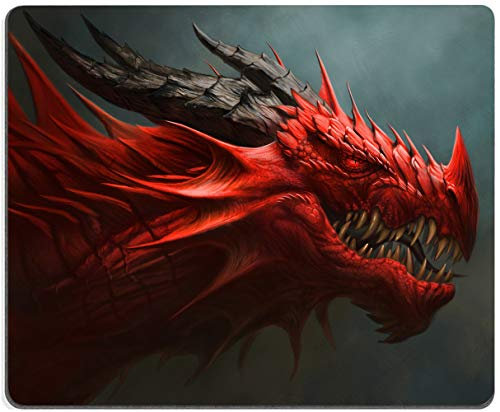 Red Dragon Mouse Pad, Cool Mouse Pad, Gaming Mouse Mat Square Waterproof Mouse Pad Non-Slip Rubber Base MousePads for Office Home Laptop Travel, 9.5x7.9x0.12 Inch