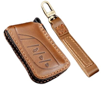 ontto Leder Autoschlüssel Hülle Passt für Lexus Es Ls Lc UX F is Nx Rx Lx Rc Ux200 Ls500H Lc500H Es300H Es200 Ux250 Ls350 Es350 Es260 Schlüsselcover Schlüsselhülle Schlüsselanhänger 3 Tasten Braun