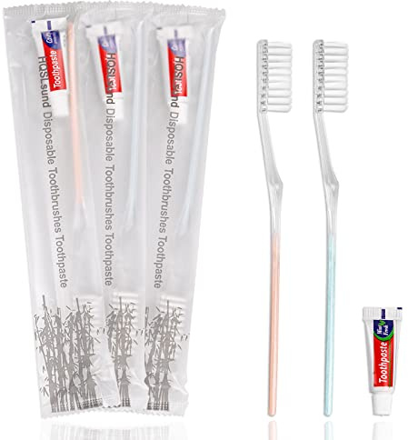 Disposable Toothbrushes with Toothpaste, Individually Wrapped Disposable Toothbrushes Bulk Soft Bristle Toothbrushes Medium Soft Bristle Toothbrush Kit Disposable Travel Toothbrush Bulk