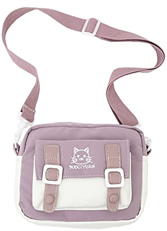 Kawaii Umhängetasche Cartoon Katze Stickerei Kleine Messenger Schulter Handtasche Rosa