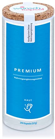 Wunschkapsel HAUT Premium Ergänzung | unterstützt Hautfunktion und Regeneration | mit exklusivem Actrisave sowie Lycopin, Zink, Biotin, Carotin und Selen | 290 vegane Kapseln | deutsche Manufaktur