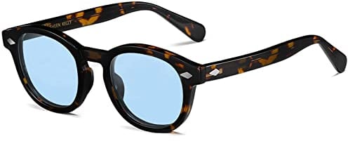 SHEEN KELLY Polarisiert Acetat retro oval sonnenbrille für männer frauen VINTAGE Unisex runde blaue Objektiv