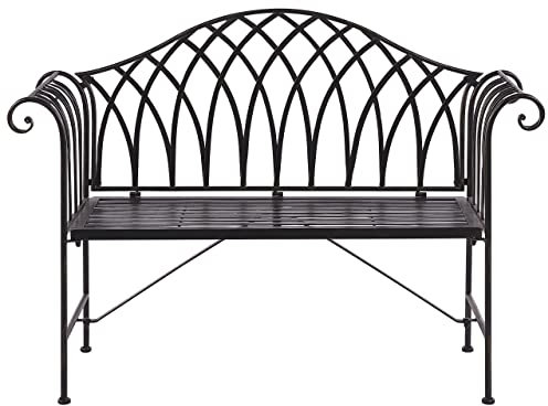 Beliani Gartenbank Metall Schwarz 130 cm romantischer Stil Milazzo