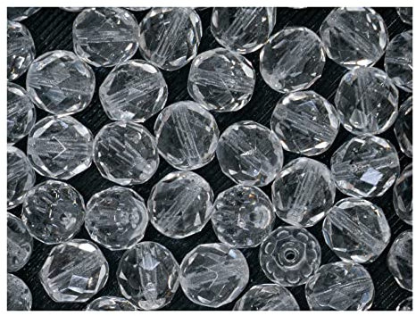 100 perlas de cristal checas facetadas de cristal pulidas, redondas, 8 mm, cristal transparente