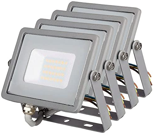 ZONE LED SET - LED Strahler Außen, 20W, 4000K Neutralweiß, 1600 Lumen, IP65, LED Fluter, Wasserdicht Scheinwerfer, Aussenleuchte, Außenstrahler für Garten, Garage, Hinterhof, Türen, Flur (4-er Pack)