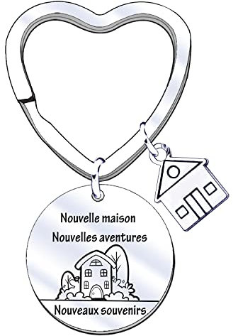JRZDFXS Nouvelle Maison Porte-clés notre première maison, Porte-clés cadeau de pendaison de crémaillère 2024, cadeaux chauds pour les couples cadeau d'anniversaire de Noël Argenté (1)