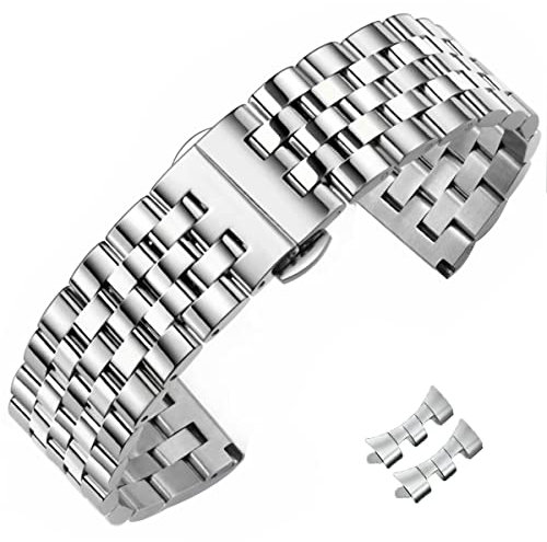 HEYOZURY Edelstahlarmband für Uhr,Metall Uhrenarmbänder Geeignet Ersatzband Armbänder für Damen&Herren,12mm 14mm 16mm 18mm 19mm 20mm 21mm 22mm 24mm Edelstahl Uhrenarmbänder