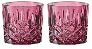 Spiegelau & Nachtmann Noblesse Teelichthalter 2er Set, Berry, Höhe: 6,6 cm, Windlicht aus Kristallglas, 104900