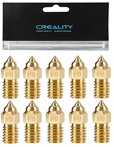 Creality 10 Stück Messing Düsen 0,4mm für Ender 5 S1, 3D Drucker Teile High Speed Düsen Set M6 0,4mm für Ender 5 S1, Ender 3 V3 SE, Ender 7, Spider 1.0 Hotend