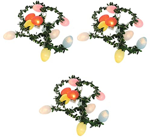 OSALADI 3 Stücke 10 Ostern Lichterketten Innen Kranz Vorhang Lichterketten Künstliche Para Ostern Party Dekoration Ostern Lichterkette LED Ostergirlande Kranz Kunststoff