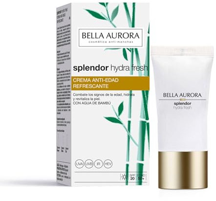 BELLA AURORA - Splendor Hydra Fresh 50 ml, Crema Facial Antiedad Refrescante, Hidratación 24h, Antiarrugas, Protección SPF20, para Piel Deshidratada, Frescor y Confort, con Agua de Bambú