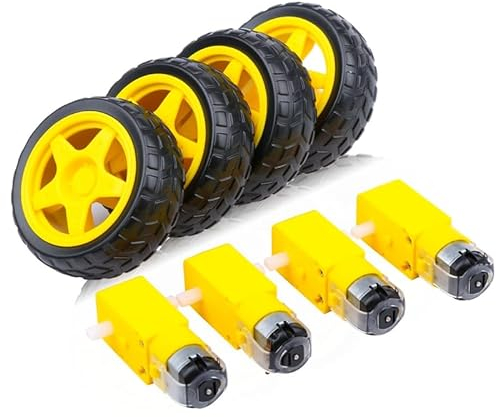 4 STÜCKE DC-Elektromotor Kunststoffmotor Reifenrad Doppelwellengetriebemotor Getriebemotor Smart Car Hinweis: Lichtaufnahmen und unterschiedliche Anzeigen können dazu führen, dass die Farbe des Elemen