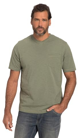 JP 1880 Herren, Basic, Halbarm, V-Ausschnitt, Flammjersey, bis 8 XL T-Shirts, Kaktus, Large