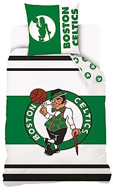 NBA - Housse De Couette NBA Boston Celtics 140x200 cm + 1 Taie d'oreiller 63x63 cm - 100% Coton - Vert