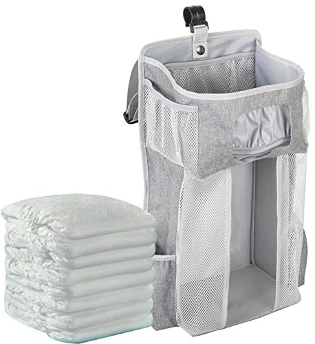 JINGAN Organizer per Pannolini per Culla e Fasciatoio - Portapannolini da Appendere, Grigio