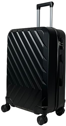 MY TRAVEL BAG Hartschalen-Koffer Trolley Reisekoffer (Handgepäck-Mittel-Groß-Set) 4 Doppel-Rollen (Mittlere Koffer (65cm), Schwarz)