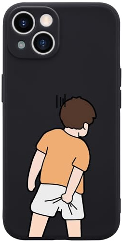 Wihytec Funny Boy Phone Case for iPhone 13 Silly Case Cover Liquid Silicone Soft Gel Rubber Matt Phone Cover with Microfiber Lining Protective Cover