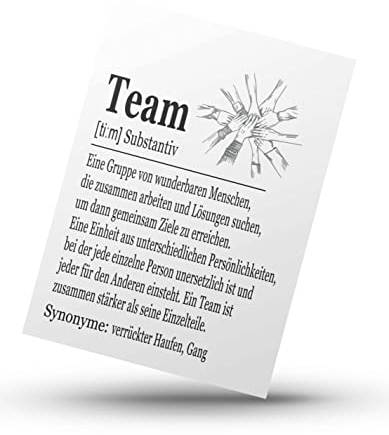 PURESIZE 1x Team Karte A6, Kollegin Karte, Kollegen, Arbeitskollegen, Sportverein, Fußball, Verein, Mitarbeiter Karten, Grußkarte, Postkarte, Jobwechsel