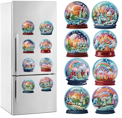 ENCOMAG Diamond Painting Fridge Magnets Crystal Ball Diamond Art Magnets Fridge Stickers Refrigerator Diamond Painting Kits for Adults Beginners Kitchen Office Whiteboard School Party Gift