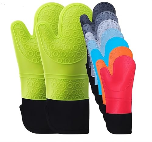 Manoplas Horno de Silicona - Guantes Horno Cocina - Juego de 2 Guantes Cocina Resistentes al Calor +350ºC - Guantes Horno Profesional, Horno y Barbacoas - Relleno Algodón 100% - Color Azul Celeste