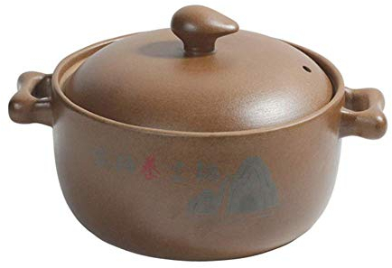 Olla de Barro Hecha a Mano, Olla de Barro, ollas para Sopa de Cebolla, Olla para cocinar a Fuego Lento, cazuela de cerámica Redonda sin esmaltar con Tapa, Amarillo, 2,96 Cuartos
