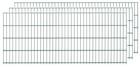 Doppelstabmatten, 3 Stück, Gesamtlänge 6 Meter, Höhe & Farbe wählbar - Drahtstärke: 6/5/6 mm - Maschung: 200 x 50 mm (L 6 m, H 83 cm, Grün)